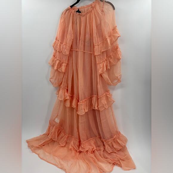 J.Crew Tiered ruffle dress in chiffon Glowy Peach - Picture 8 of 9